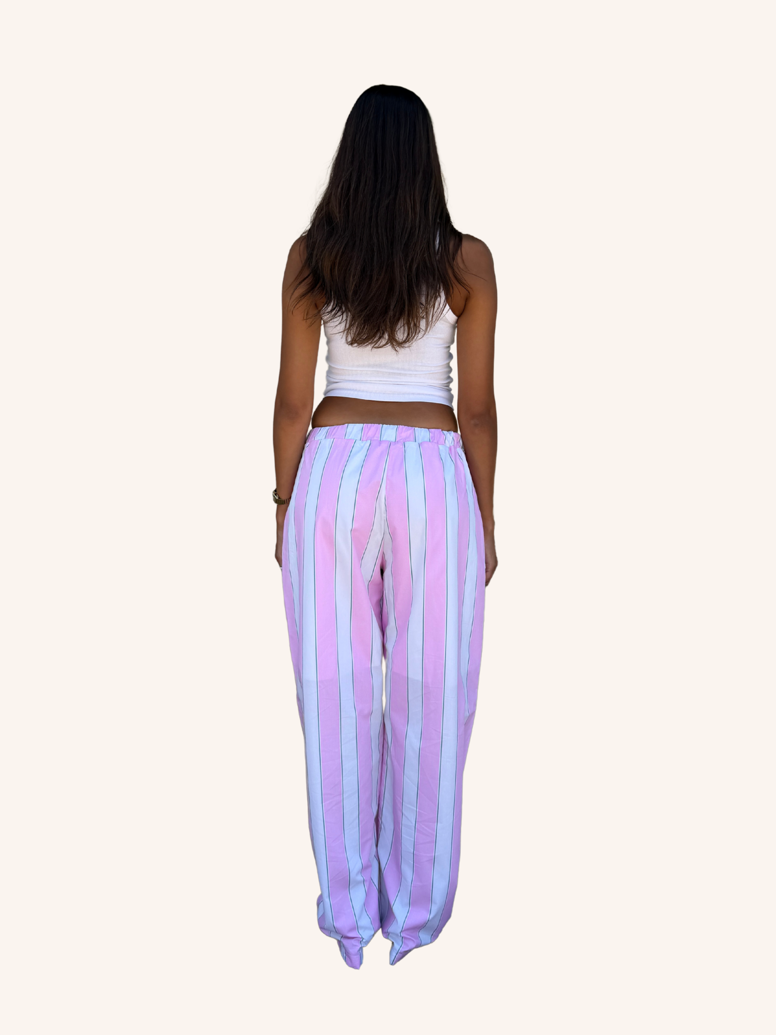 Cotton Candy Stripe Wide-Leg Pants